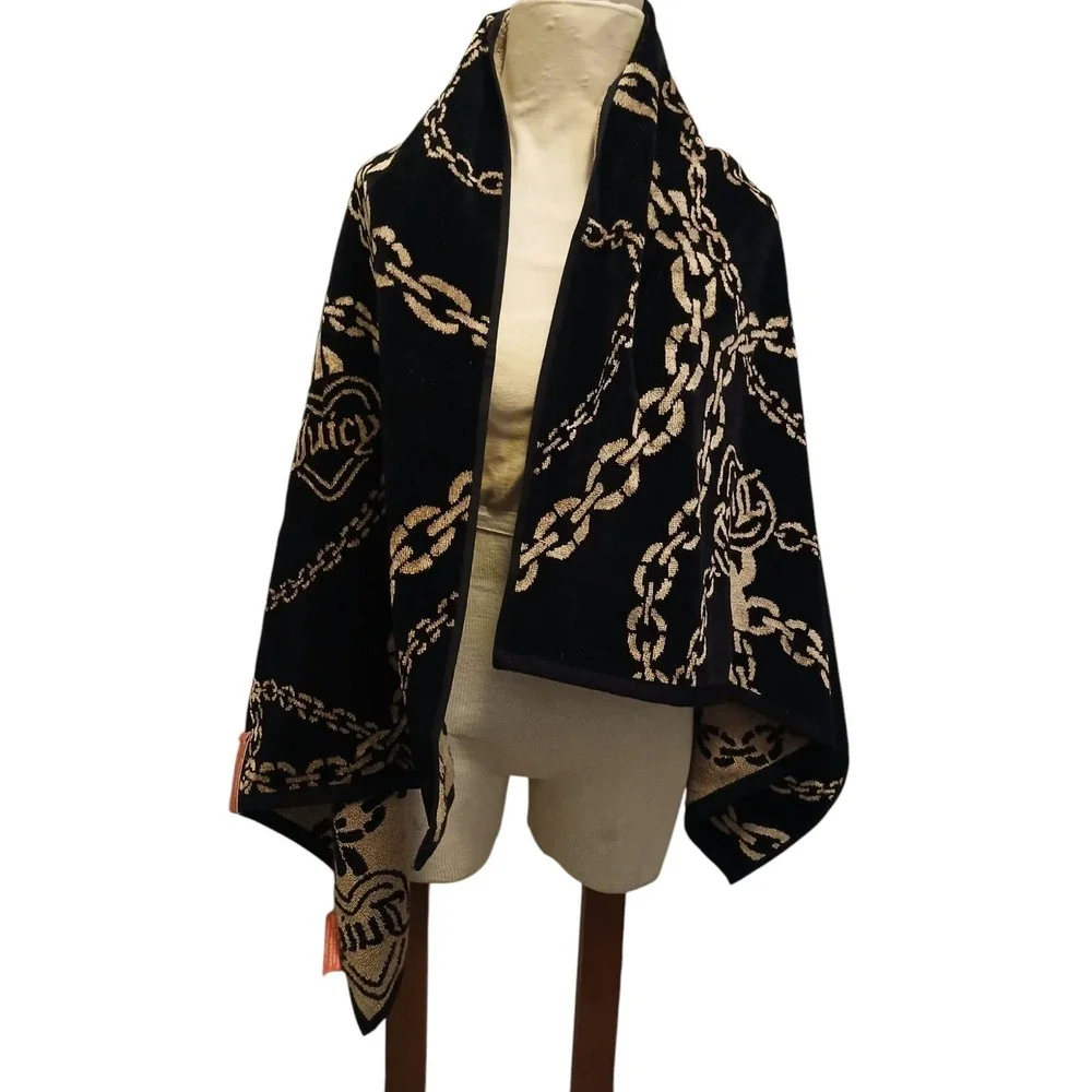 RARE NEW Juicy Couture Bath Beach Towel‎ Luxe Equestrian Gold Chains Discontinue
